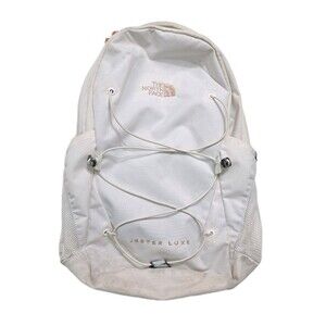 North Face Jester Luxe Classic Backpack White Metallic Gold Book Bag Laptop